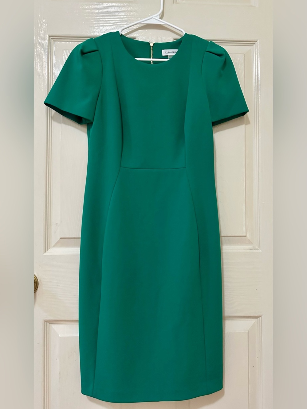 Calvin Klein Emerald Green Short-Sleeve Sheath Dress